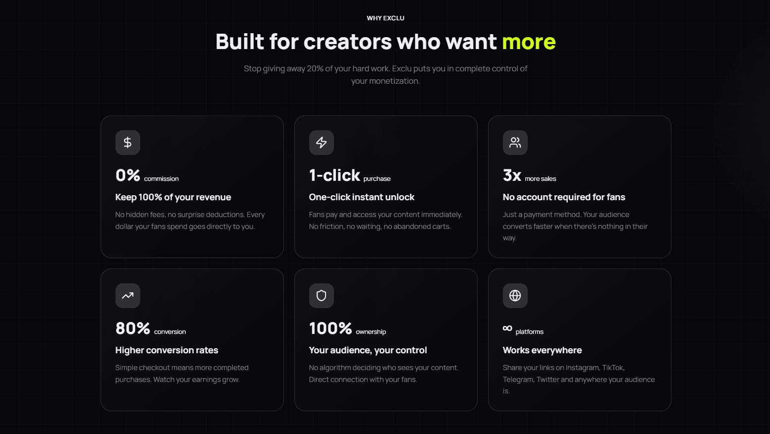 Fonctionnalités et parrainage Exclu.at