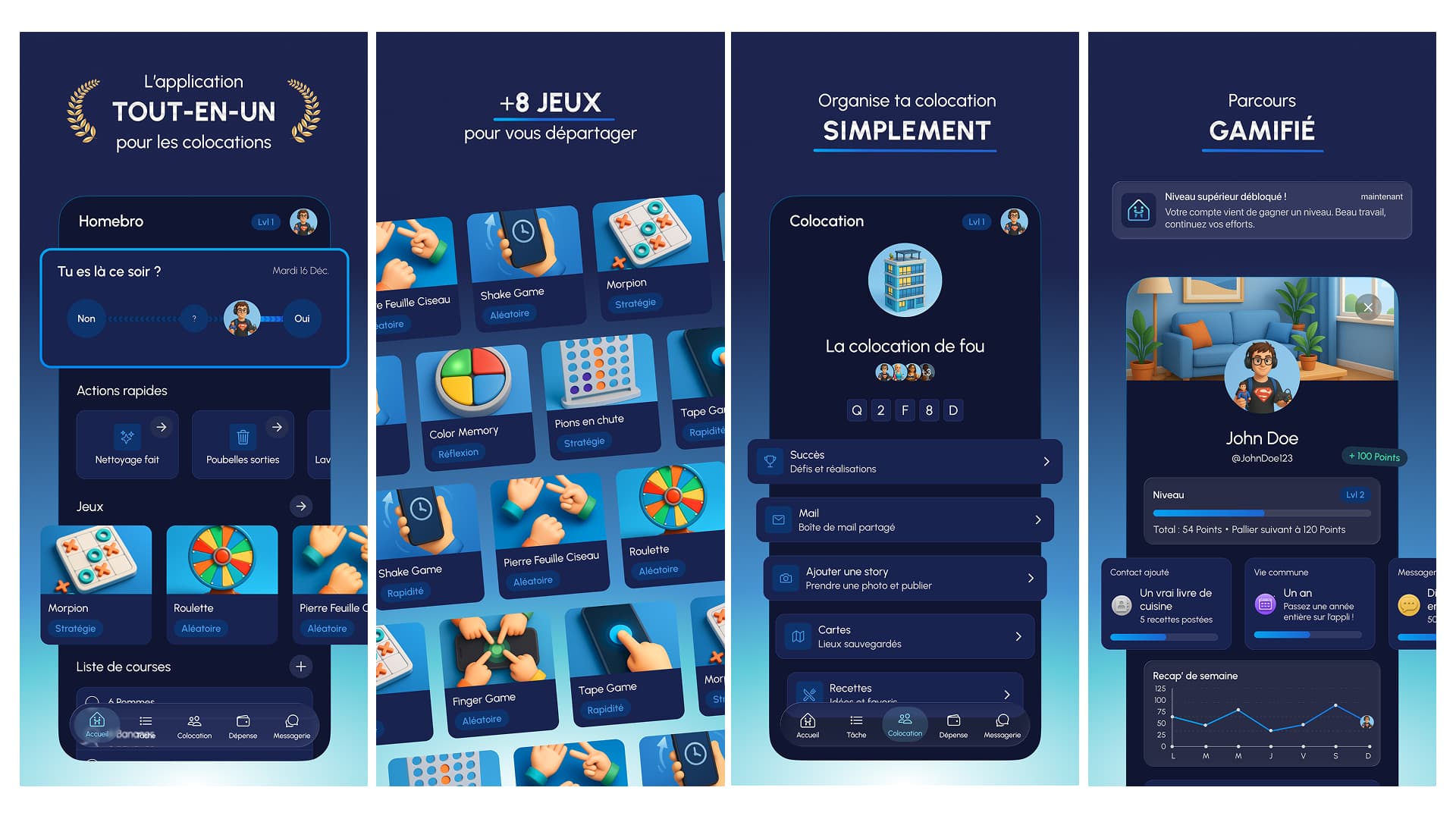 Fonctionnalités de l'application Homebro — gestion colocation